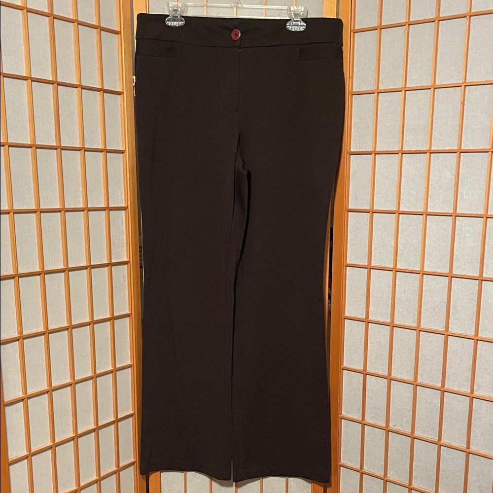New York & Company Brown Wide-Leg Knit Trousers Size L